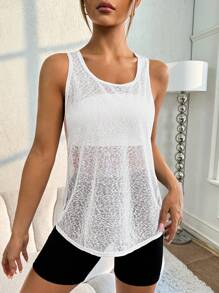 Easithlete FeatherFit™ 腰部修身弧形长袖上衣 低冲击瑜伽日常夏季健身运动背心 - 彩色 - 查看 4