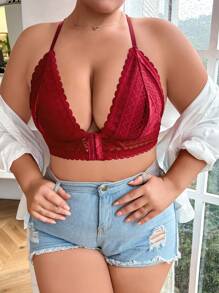 اعة كبيرة مقاس إضافي بدون سلك مصنوعة من الدانتيل، قطعة إحدى من ملابس داخلية