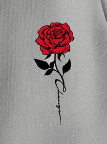 RueChic Men's Drawstring Flower Patterned Jogger Pants - Light Grey - View 3