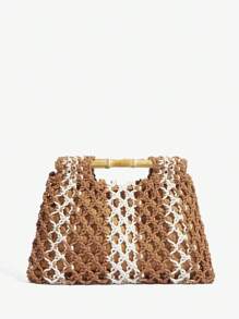SHEIN SXY Ladies' Woven Clutch Bag, Suitable For Travel Outfits