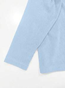 INAWLY Nữ Xuân/Hè Họa Tiết Hoa Cúc Cổ Tròn Form Rộng Rớt Vai Dài Tay Áo Thun Thông Thường - Màu xanh lam - Xem 5
