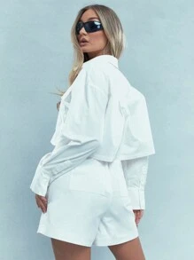 MISSGUIDED 定制短款襯衫帶口袋和短褲套裝