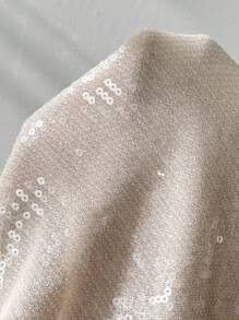 Zolique Women's Glitter Decorated Flower Applique Simple Daily Strapless Dress - Apricot - View 6