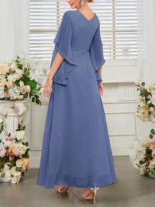 SHEIN Belle 優雅浪漫花卉鑲嵌婚紗 - 霧霾藍 - 查看 2