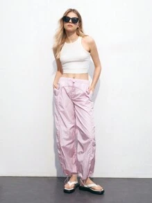 Maija Quần dài thiết kế dây rút màu trơn dành cho nữ - Hồng - Xem 2