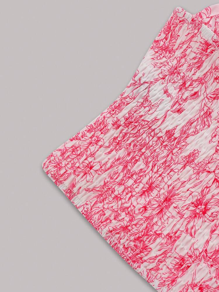 Floral & Botanical Printed Tank Top With Jewel Neckline For Vacation And Leisure