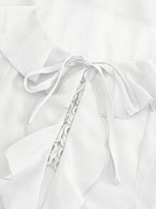 SHEIN Privé 女式不对称前开襟衬衫，带荷叶边和超长袖