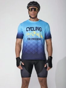 Manfinity Riding 印花休闲骑行上衣，设计简约，适合日常穿着 男士骑行服 骑行运动衫 男士骑行服 骑行配件 - 淺藍色 - 查看 5