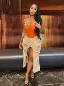 Zolique Top de verano plisado de bloque de color para mujer para las vacaciones - Multicolor - Ver 3