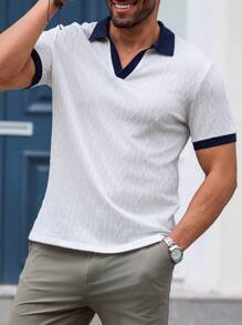 Manfinity Homme Men's Color Block Short Sleeve Casual Polo Shirt For Summer And Commute