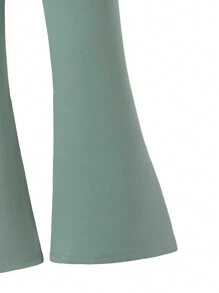 少女1件高彈力連身褲，帶翻領和半排扣，夏季款