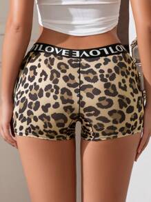 Bare Chapter 休閒運動風格女士高腰無縫內褲，配有豹紋編織腰帶，牛奶絲織面料 - 彩色 - 查看 2