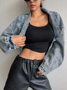 DAZY 休闲复古设计牛仔夹克，石洗，秋装 - 淺色水洗藍 - 查看 6