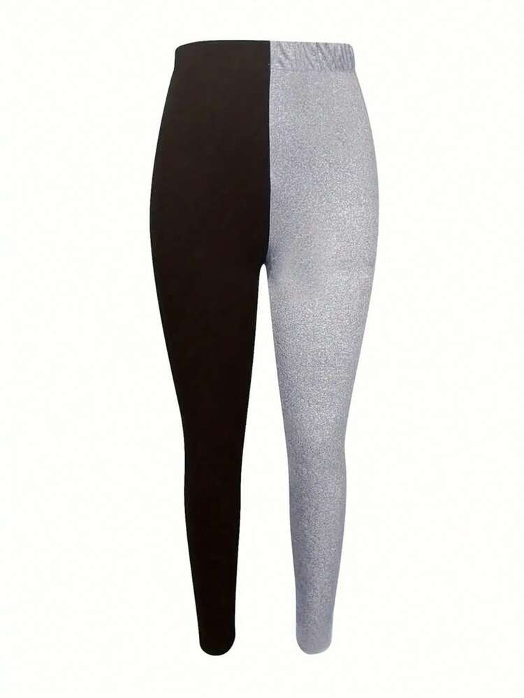 Quần legging nữ cỡ lớn kiểu dáng tối giản phối màu tương phản, thích hợp mặc mùa xuân. - Nhiều màu - Xem 4