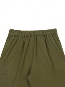 Manfinity Homme American Style Solid Color Casual Cargo Jogger Pants - Army Green - View 7