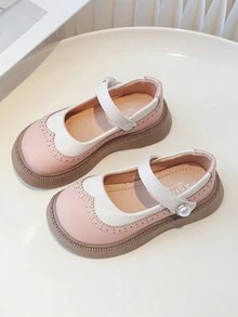 Giày Đế Mềm Mary Jane Bé Gái 2024 Xuân Thu Giày Đế Bằng Mới Cho Trẻ Trung Và Lớn, Giày Biểu Diễn Phong Cách Công Chúa - Hồng - Xem 1