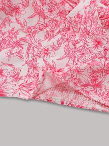 Zolique 花卉和植物印花寬肩帶背心，珠寶領線，適用於度假和休閒 - 粉色 - 查看 5