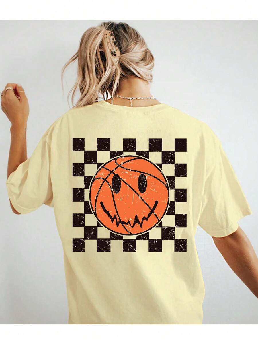 SHEIN EZwear Face Basketball Jersey, Oversized Basketball Player T