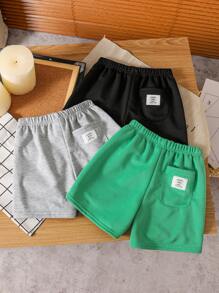 SHEIN Leap Crew 年輕男孩鬆身休閑字母編織標籤多件式短褲 - 彩色 - 查看 8