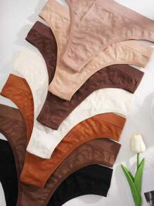 7pcs Women's Seamless Comfortable High Waist T-Back Sexy Panties - Multicolor - View 4