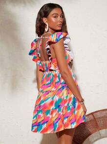 SHEIN VCAY Vacation Doodle Pattern Women's Dress - Multicolor - View 6