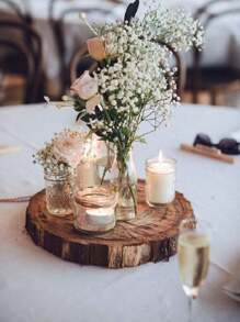 1/5pcs Wooden Round Coaster, 15*15cm Round Wooden Spacer, Wedding Table Center Decoration, Suitable For Wedding Dinner Candle Display, Diy Wood Chip Decoration, Hand-Painted Wood Chip Painting Material, Suitable For Natural Decoration, Candle Holder Or Children's DIY Art Board
