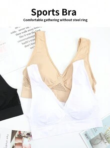 مجموعة من 3 قطع بليزر براليت مع شبكة وصدرية رياضية بدون أسلاك ، ملابس داخلية - متعدد الألوان - مشاهدة 2