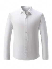 Conjunto de camisa de vestir blanca de manga larga para hombre y pantalón caqui - Blanco - Ver 4