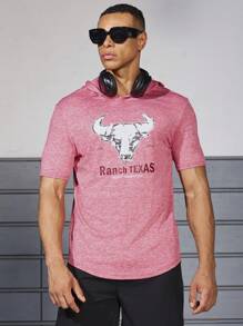 Manfinity Sport Corelite Camiseta deportiva de manga corta de estilo novio para hombres, estampada y sencilla, de uso casual