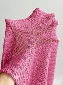 SHEIN Swim Áo choàng hở lưng màu trơn đơn giản mặc hàng ngày cho nữ mùa hè - Màu Hồng Tươi - Xem 7