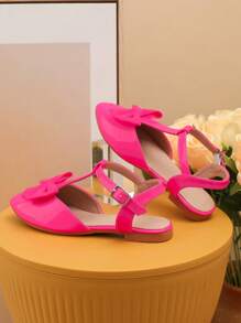 Fille Chaussures plates à brides à nœud papillon à bout pointu pour la fête