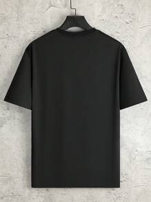 Claim Dot Men's Summer Print Round Neck Short Sleeve Casual T-Shirt Summer Streetwear T-Shirt Men Drop Shoulder Tee,Streetwear,Boyfriend Gifts, Back To School,Graphic Tees,Back To School - Black - View 2