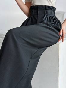 Mulvari 女士休閒純色高腰寬腿褲