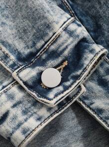 DAZY 休闲复古设计牛仔夹克，石洗，秋装 - 淺色水洗藍 - 查看 8