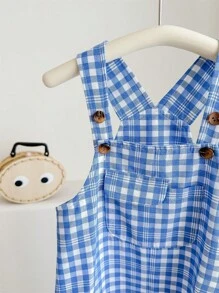 SHEIN 新生兒男女裝藍白條紋便盆褲，帶按扣式閉合