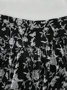 Mulvari Plus Size Floral Printed Layered Summer Casual Skirt Fall Cloth For Women - Multicolor - View 6