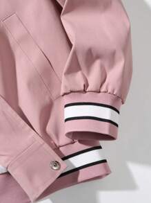 Men's Hooded Drawstring Front Button Letter Print Casual Long Sleeve Jacket & Coat, For Fall