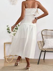 SHEIN 孕妇优雅度假露肩抹胸弹性腰带紧身裙两件套 - 白色 - 查看 2