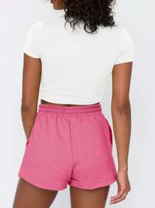 INAWLY Women's Simple Printed Short Sleeve T-Shirt And Shorts Set - Multicolor - View 2