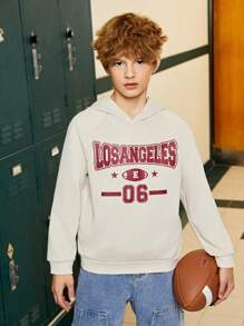 SHEIN Explorewe 2pcs/Set Tween Boys' American-Style Casual Hooded Sweatshirt With Print - Multicolor - View 1