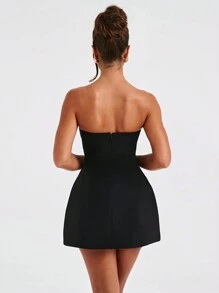 WOWDARK Women's Autumn Strapless A-Line Simple Dress