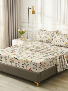Juego de ropa de cama de 4 piezas con sábana estampada - Multicolor - Ver 5