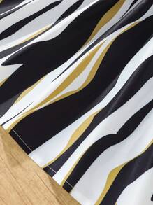 SHEIN Vestido sencillo con estampado y decorado con cinturón para niñas preadolescentes, ideal para vacaciones, verano y viajes - Negro - Ver 6