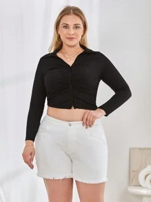 RueChic HIGH WAIST RAW HEM ELASTOC BELT DETAIL - White - View 4