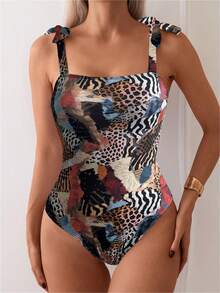 SHEIN Swim Women's One-Piece Printed Swimsuit (Random Design) - Multicolor - View 3