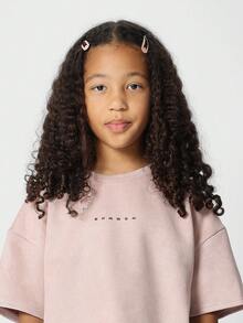 SUMWON Tween Girls Crop Fit Towelling Tee - Pink - View 3