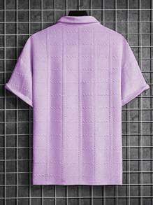 Manfinity Homme 男士夏季純色短袖商務休閒POLO衫 - 淡紫色 - 查看 2