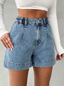 Của phụ nữ Lỏng lẻo phù hợp Quần short Denim Với Đường chéo Túi Đối với Giải trí Mặc - Rửa nhẹ - Xem 6