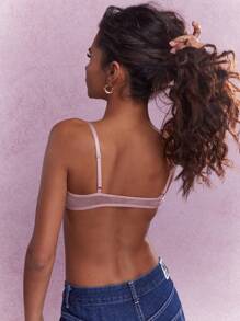 MISSGUIDED Metal Logo Clasp Sheer Shimmer Cami Bra Top - Pink - View 2