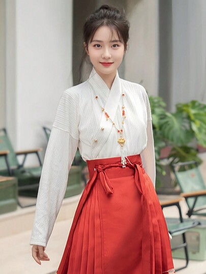 Chinese-Style Traditional Clothes Women's Stand-Collar Pearl Button-Up Shirt, Top Only